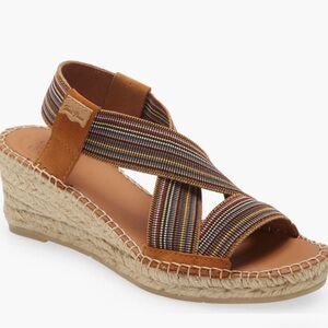 Toni Pons Colorful Striped Elastic Strap Women's Espadrille Wedge Sandals 7.5